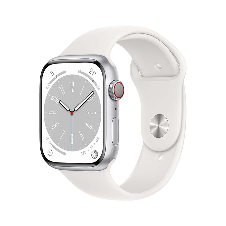 Apple Watch Series 8 (GPS + Celular) - Caja de aluminio en plata de 45 mm con correa deportiva blanca - Talla única — Imagen 1 de 4