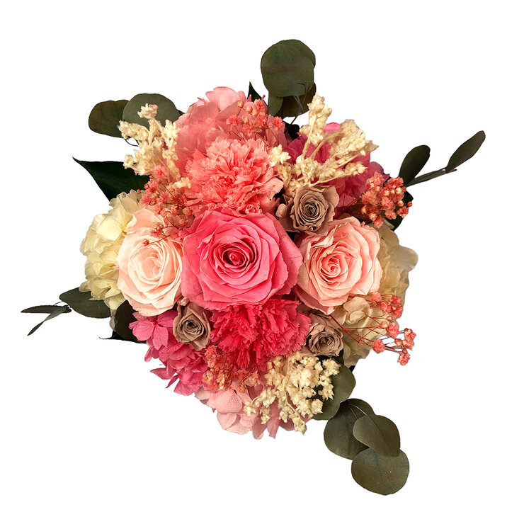 Mina'an Flor Eterna,  Bouquet Con Flores Preservadas En Tonos Rosas — Imagen 2 de 3