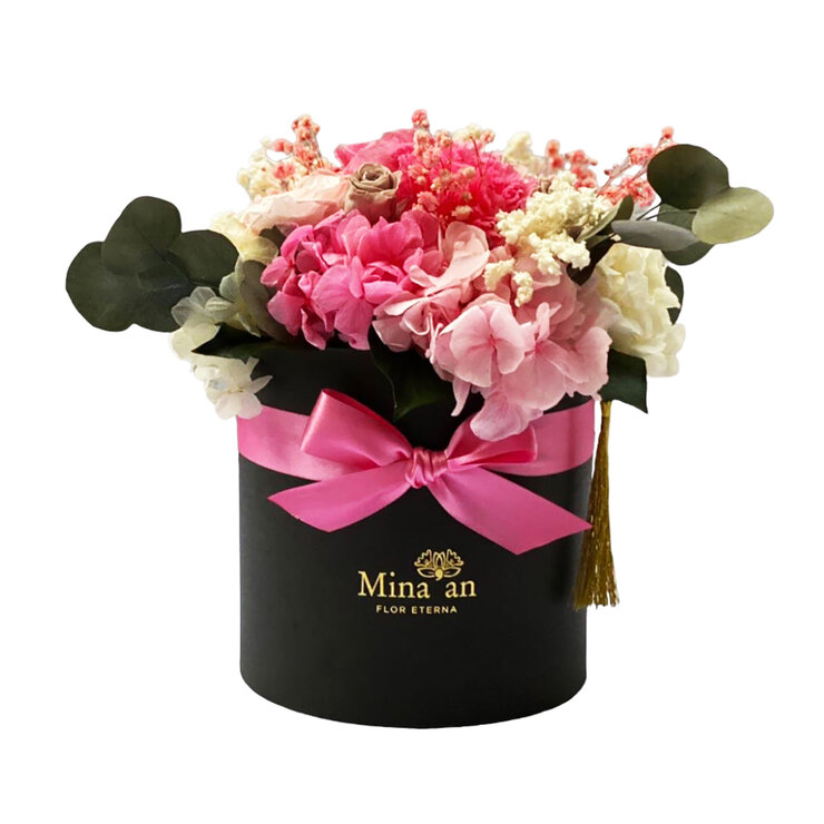 Mina'an Flor Eterna,  Bouquet Con Flores Preservadas En Tonos Rosas — Imagen 3 de 3