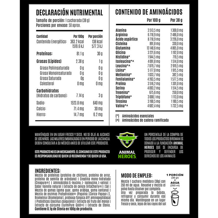 Birdman Falcon Performance Proteína Vegetal Sabor Vainilla 2.1 kg — Imagen 3 de 4