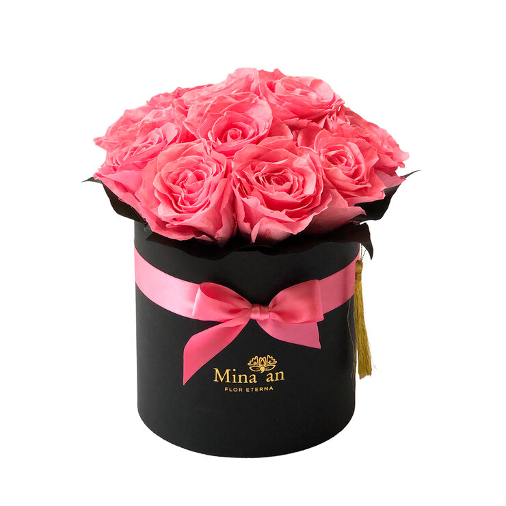 Mina'an Flor Eterna, Arreglo Con 12 Rosas Preservadas Color Rosa — Imagen 2 de 3