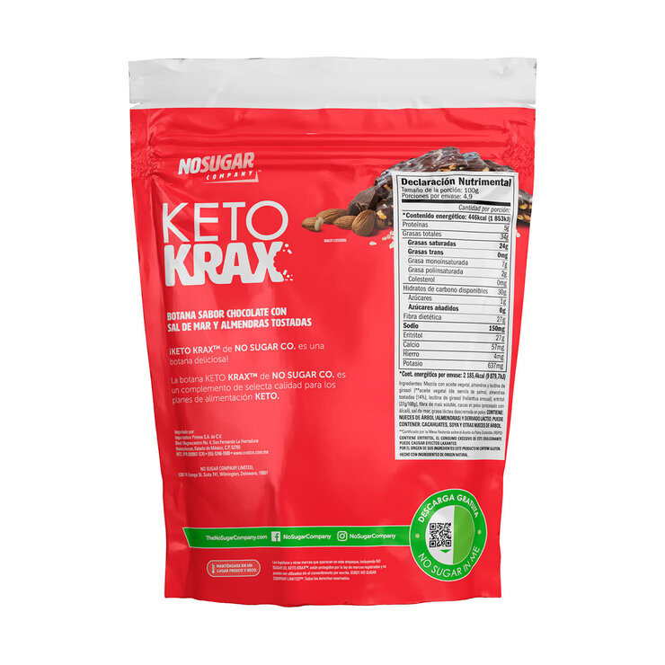 No Sugar Botana Sabor Chocolate con Sal de Mar y Almendras Tostadas 490g — Imagen 2 de 2
