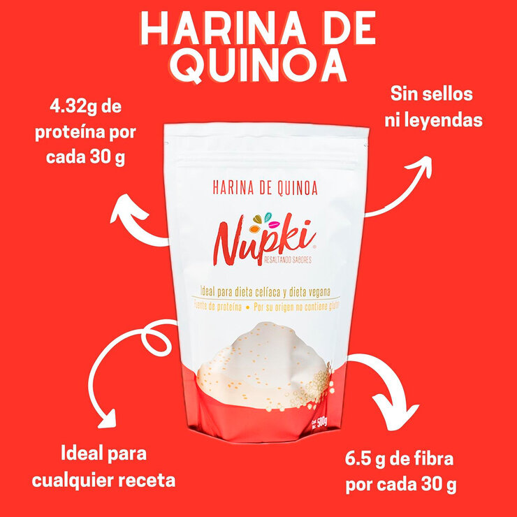  Nupki Harina de Quinoa 2 pzas de 500 g — Imagen 2 de 4