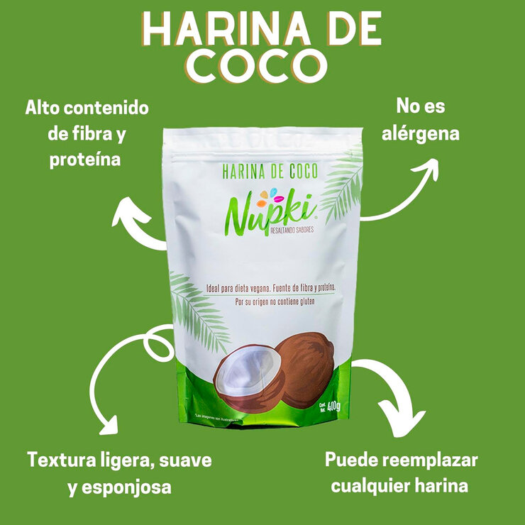 Nupki Harina de Coco 2 pzas de 400 g — Imagen 2 de 3