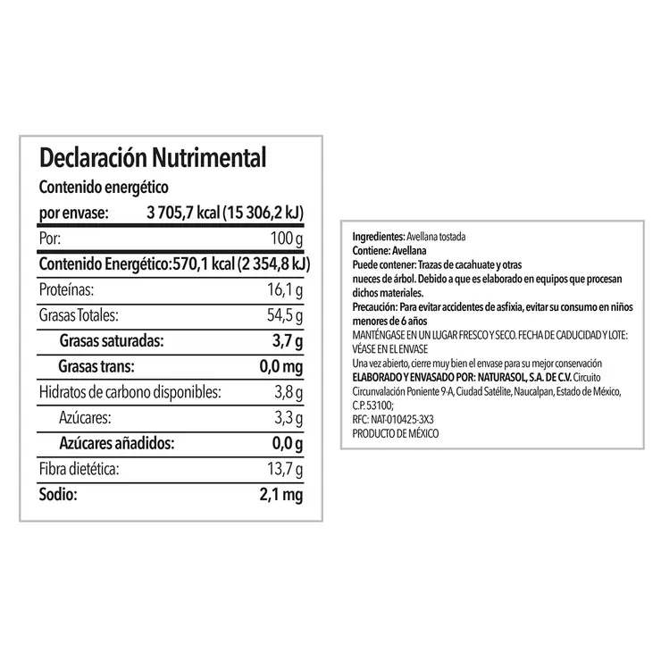 Nature Sun Avellanas Tostadas sin Sal 650 g — Imagen 3 de 4