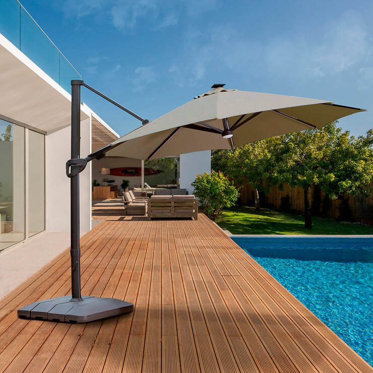Seasons Sentry, Sombrilla para Jardín de 3.35m con base y luz LED — Imagen 2 de 4