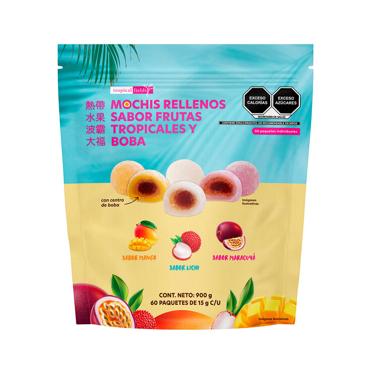 Tropical Fields Mochis Rellenos Sabor Frutas Tropicales 60 pzas de 15 g — Imagen 1 de 3
