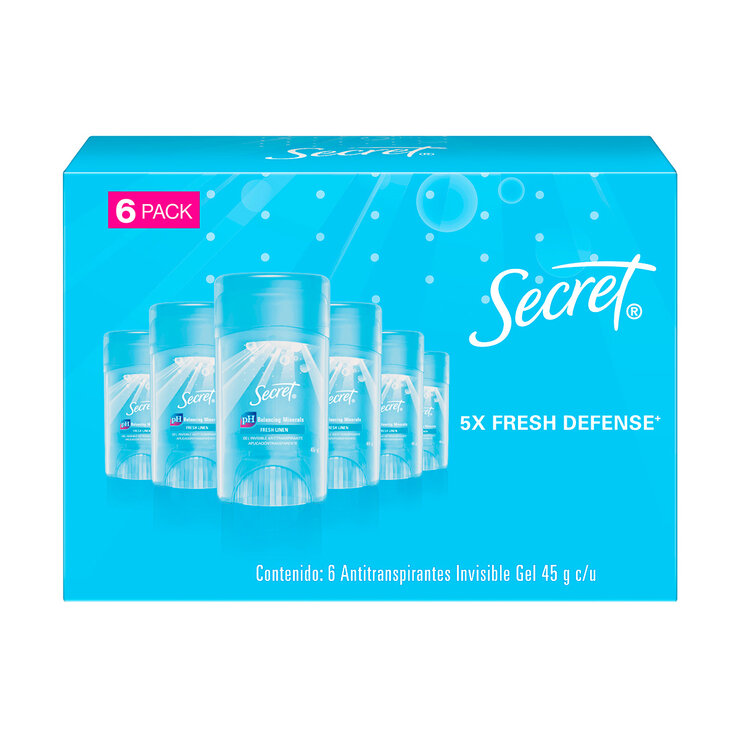 Secret Antitranspirante en Gel de Lino Fresco 6 pzas de 45 gr — Imagen 1 de 4