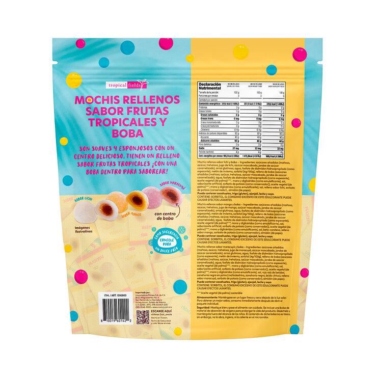 Tropical Fields Mochis Rellenos Sabor Frutas Tropicales 60 pzas de 15 g — Imagen 2 de 3