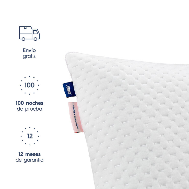 Almohada Luuna Ajustable de Memory Foam Triturado, Tamaño King — Imagen 3 de 4