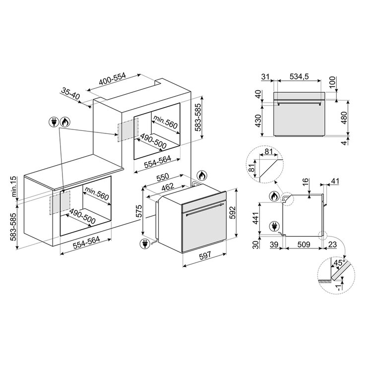 Smeg Combo Parrilla 90cm + Campana 90cm + Horno de gas 60cm — Imagen 4 de 4