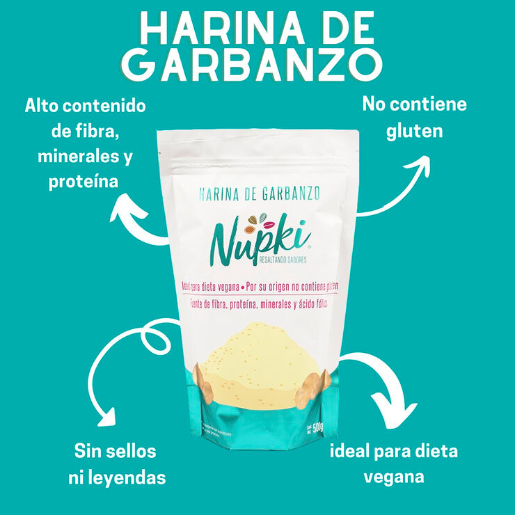  Nupki Harina de Garbanzo 3 pzas de 500 g — Imagen 3 de 3