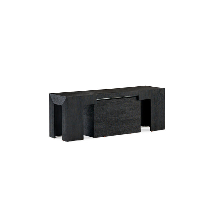 Transformer Table, Banco de Mesa de Comedor Extendible, 1 a 6 puestos, 100% Madera, Color Negro — Imagen 2 de 4