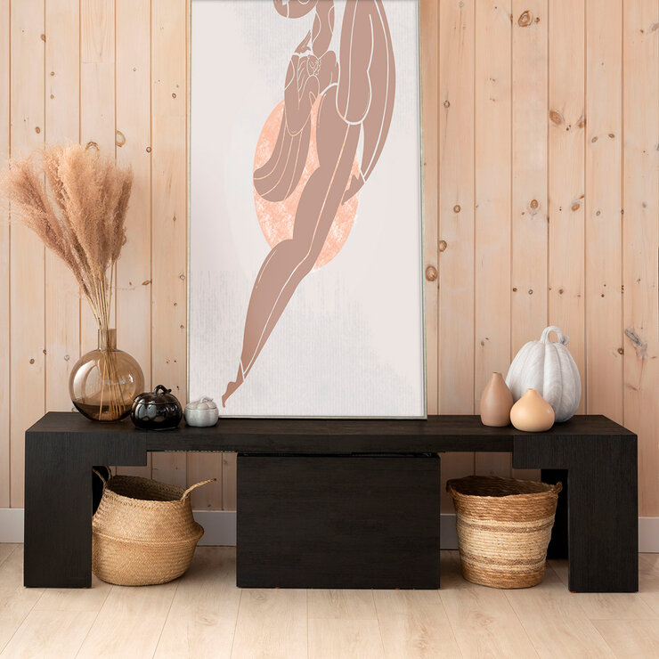 Transformer Table, Banco de Mesa de Comedor Extendible, 1 a 6 puestos, 100% Madera, Color Negro — Imagen 3 de 4