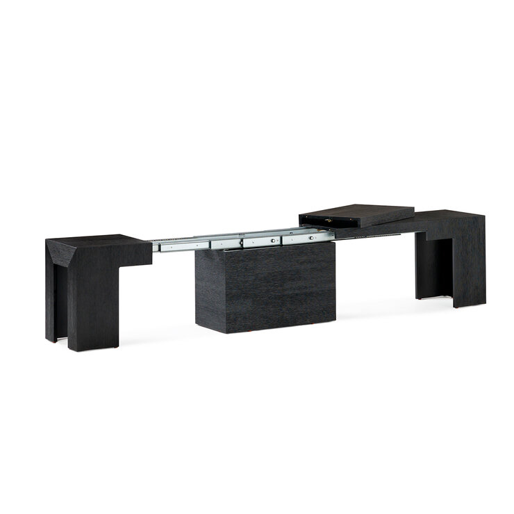 Transformer Table, Banco de Mesa de Comedor Extendible, 1 a 6 puestos, 100% Madera, Color Negro — Imagen 4 de 4