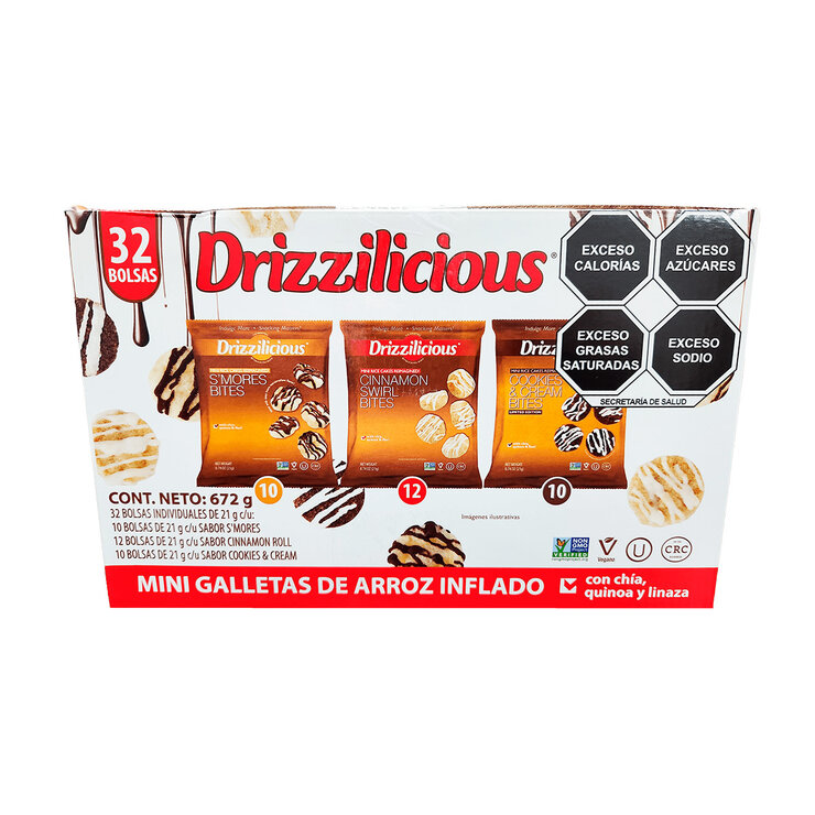 Drizzilicious Mini Galletas de Arroz Inflado 32 pzas de 21 g — Imagen 1 de 3