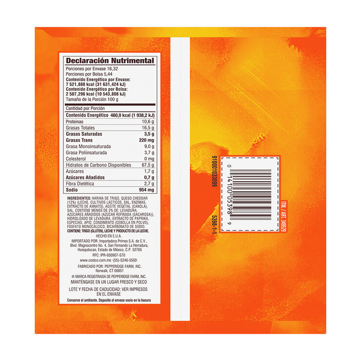 Pepperidge Farm Goldfish Galletas Horneadas Sabor a Queso Cheddar 3 pzas de 544 g — Imagen 2 de 2