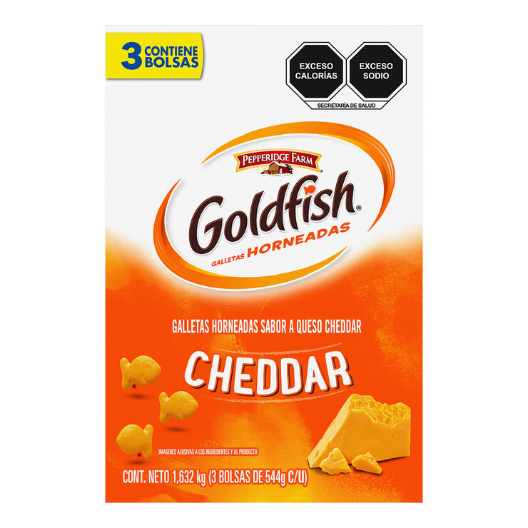 Pepperidge Farm Goldfish Galletas Horneadas Sabor a Queso Cheddar 3 pzas de 544 g — Imagen 1 de 2