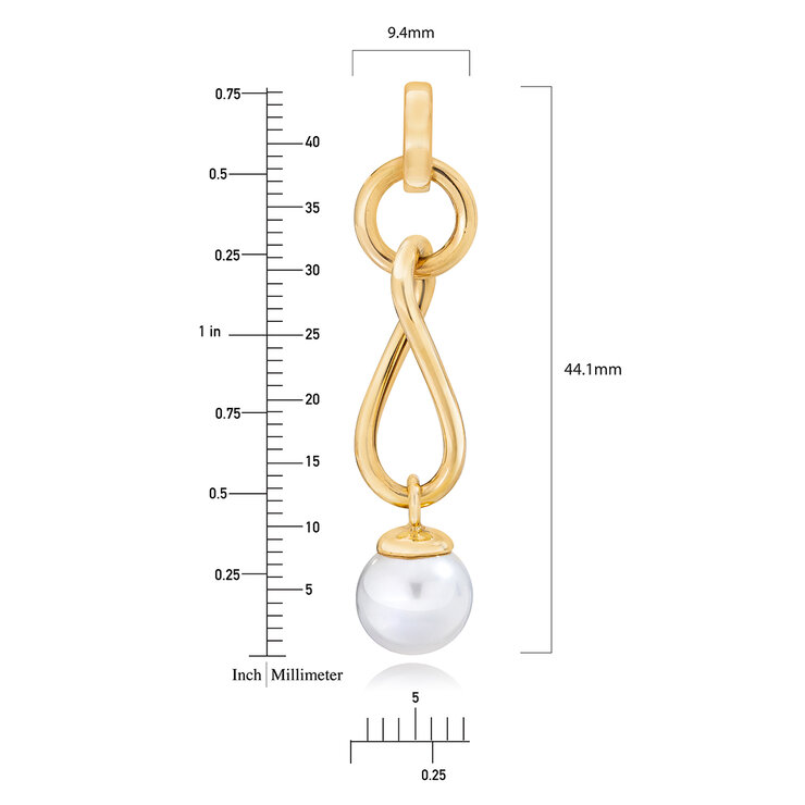 Aretes retorcidos de Perlas, Oro Amarillo de 14K — Imagen 3 de 4