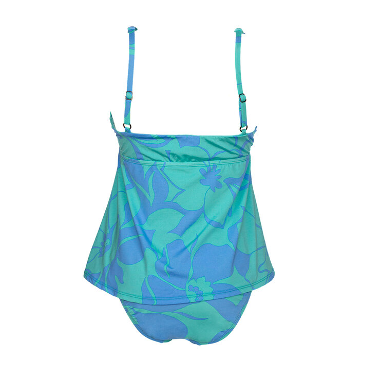 Alas de Sal, Tankini de 2 Piezas, para Dama, Estampado Floreado, en Tonos Verdes y Azules, Varias Tallas — Imagen 3 de 3