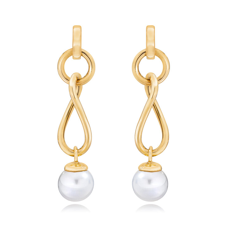Aretes retorcidos de Perlas, Oro Amarillo de 14K — Imagen 4 de 4