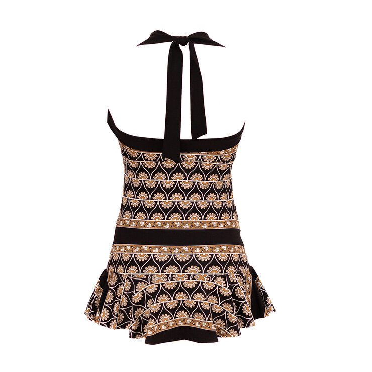 Alas de Sal, Traje de Baño Completo para Dama, Estampado Floreado con Fondo Negro — Imagen 2 de 2