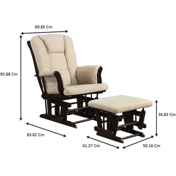Coaster, Mecedora Casual con Taburete, Madera y Tela — Imagen 2 de 3
