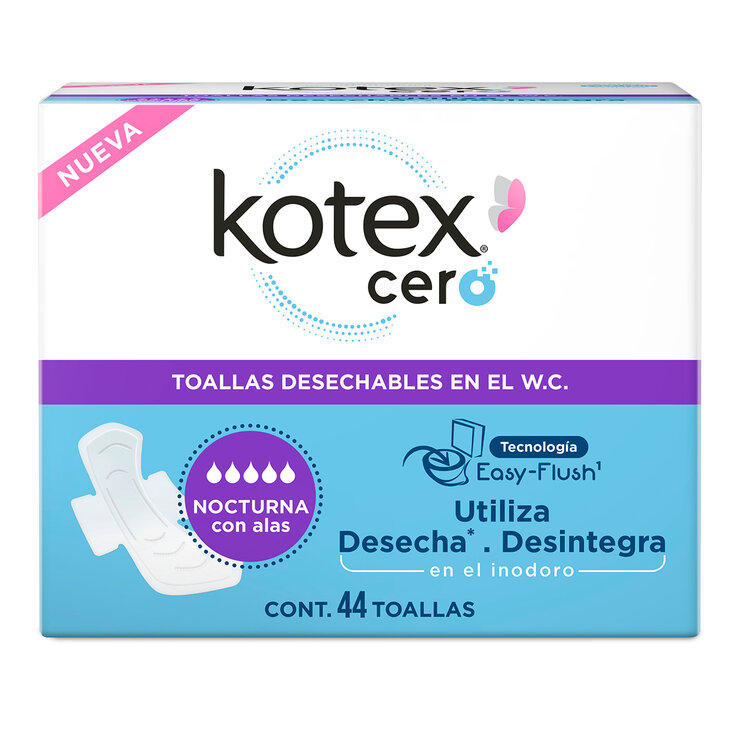 Kotex Cero Toallas Femeninas Desechables en Inodoro 44 pzas — Imagen 1 de 4