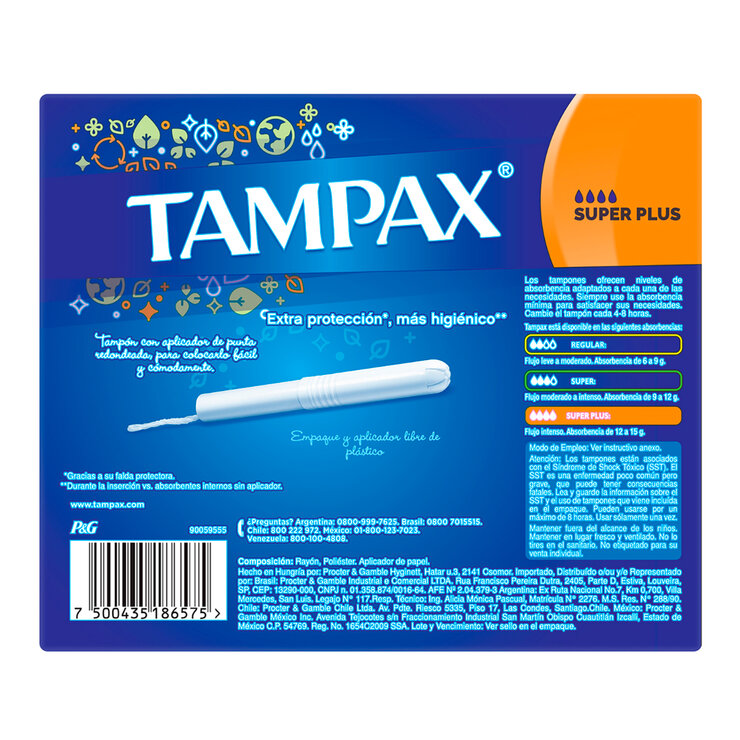 Tampax Super Plus Tampones con Aplicador 50 pzas — Imagen 3 de 4