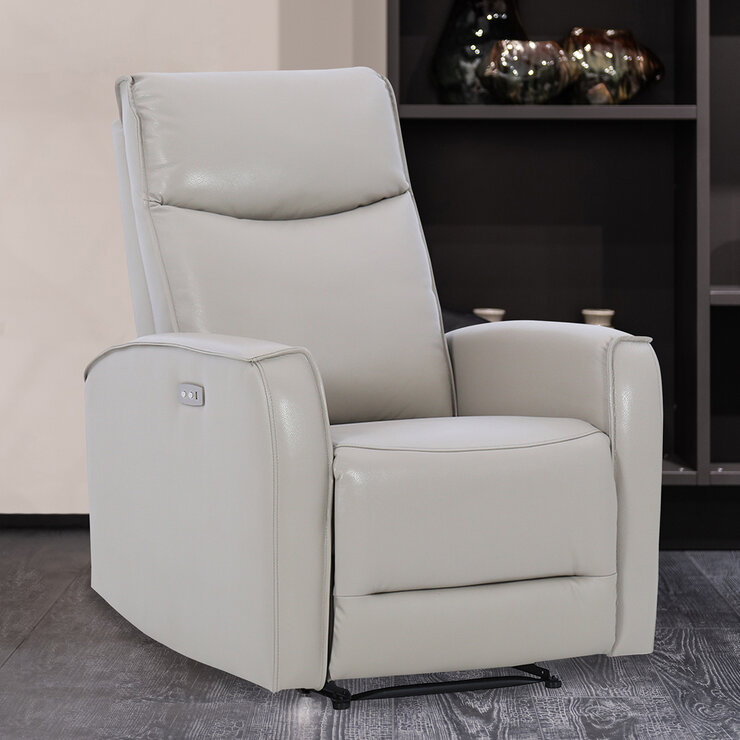 Montbrook Home, Yuli, Sillón Reclinable de Piel Genuina, Color Gris   — Imagen 1 de 4