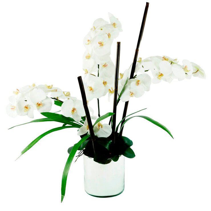 Zazh, Arreglo Floral Artificial con Orquideas Blancas — Imagen 1 de 3