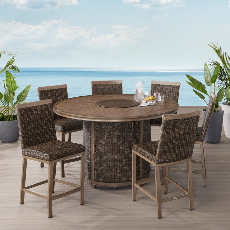 Agio Prairieview Juego de Comedor Alto y Tejido con Fogón 7 piezas — Imagen 1 de 4