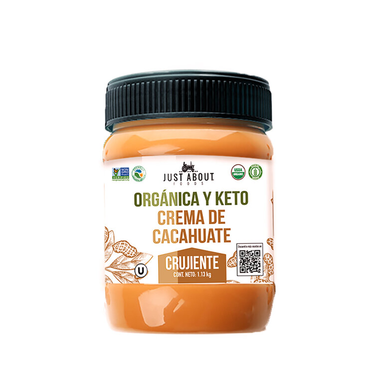 Just About Foods Crema De Cacahuate Crujiente Orgánica y Keto 1.13 Kg — Imagen 1 de 4