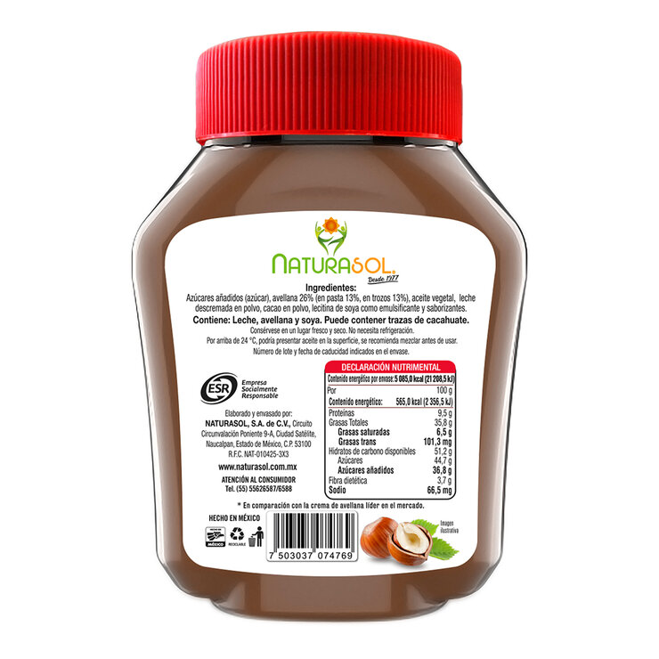 Naturasol Crema de Avellana con Trozos 900 g — Imagen 2 de 3
