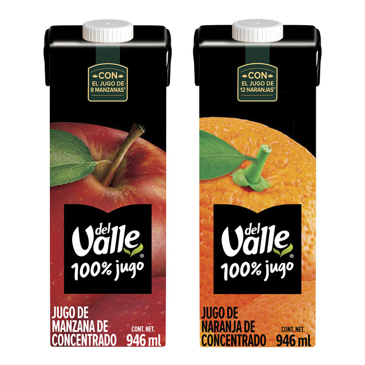 Del Valle 100% Jugo  Manza y Naranja 6 pzas — Imagen 3 de 4