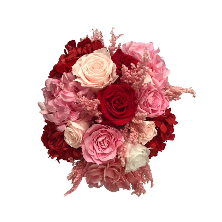 Mina'an Flor Eterna, Bouquet Con Flores Preservadas en Tonos Rosas y Caja Negra, Duración hasta 6 meses — Imagen 3 de 3