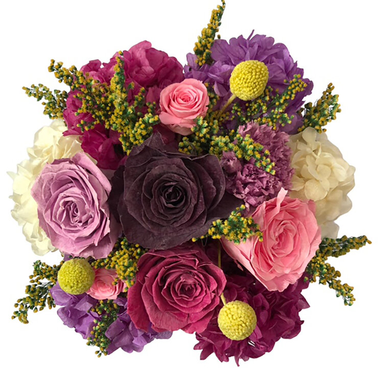 Mina'an Flor Eterna, Bouquet Con Flores Preservadas  En Tonos Lilas y Caja Negra, Duración hasta 6 meses — Imagen 3 de 3