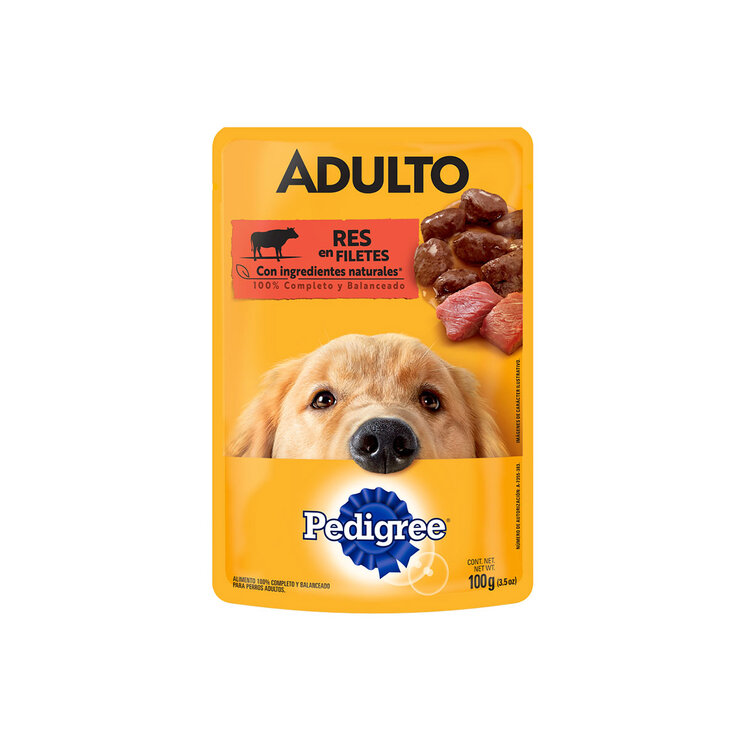 Pedigree Alimento Para Perros Adultos Razas Pequeñas, Sabor Res 100 gr, Paquete De 24 Sobres — Imagen 4 de 4