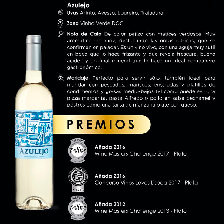 Vino Blanco Azulejo DOC Vino Verde 750ml — Imagen 2 de 3