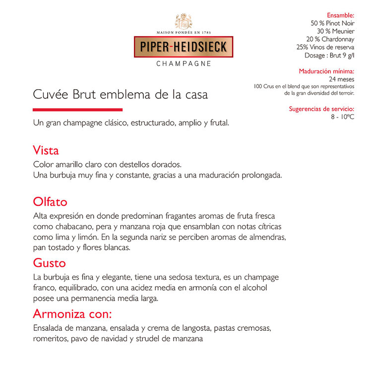 Champagne Piper-Heidsieck Cuvée Brut 750ml — Imagen 3 de 4