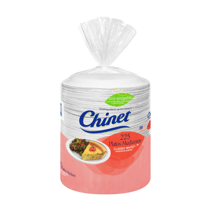 Chinet Platos Medianos Biodegradables 225 pzas de 22 cm