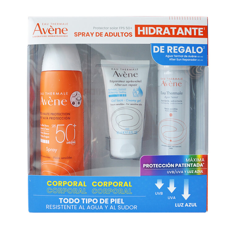 Kit Avene Spray FPS 50+, Agua Termal Avene,  Loción Reparadora — Imagen 1 de 3