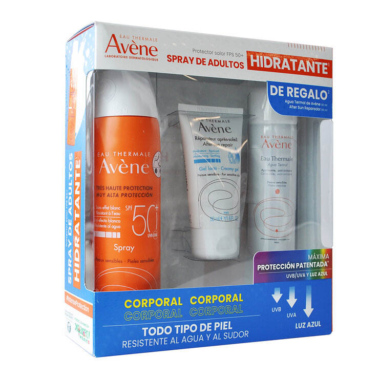 Kit Avene Spray FPS 50+, Agua Termal Avene,  Loción Reparadora — Imagen 3 de 3