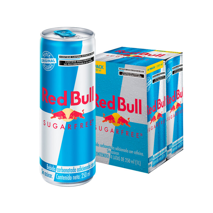 Red Bull Bebida Energética Libre de Azúcar 4 pzas de 250 ml — Imagen 1 de 4