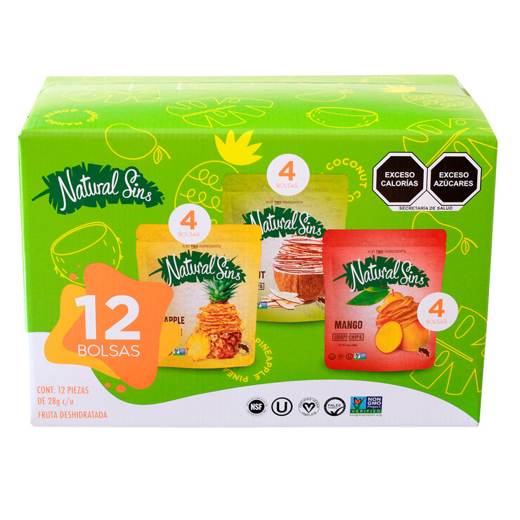Natural Sins Surtido de Fruta Deshidratada 12 pzas de 28 g — Imagen 1 de 3