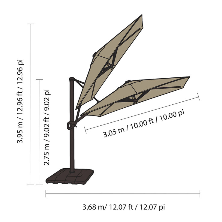 Seasons Sentry, Sombrilla De 3.05 m x 3.98 m De Gran Tamaño Voladizo Con Base — Imagen 4 de 4