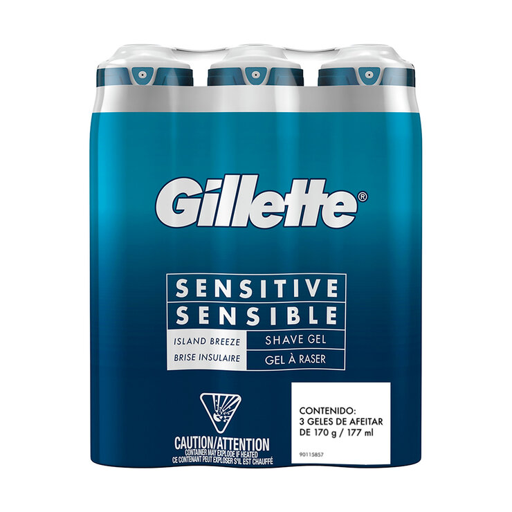 Gillette Island Breeze Sensitive Gel para Afeitar 3 pzas de 170 g — Imagen 1 de 4