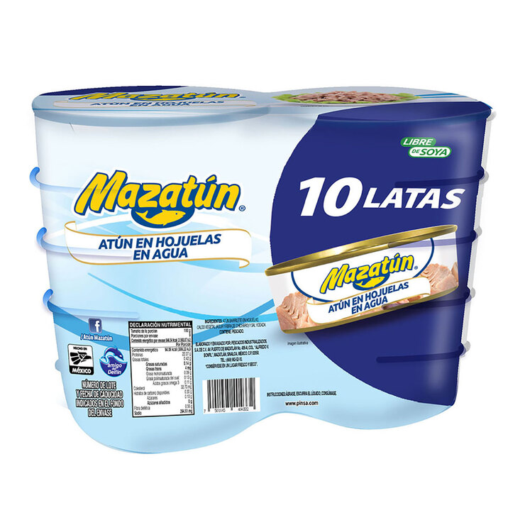 Mazatún Atún en Agua sin soya 10 pzas de 130 g — Imagen 2 de 3