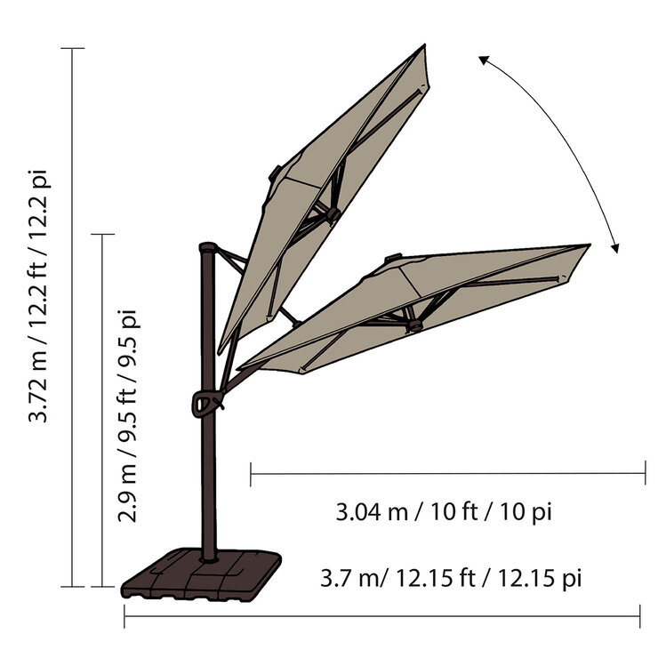 Seasons Sentry, Sombrilla Cuadrada Voladiza Gris de 3.04 m con Base — Imagen 3 de 4
