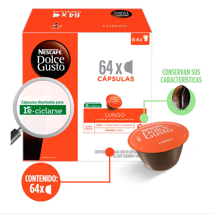 Nescafé Dolce Gusto, 64 cápsulas , sabor Lungo — Imagen 4 de 4